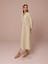 Poplin Panelled A-line Maxi Dress in Matcha