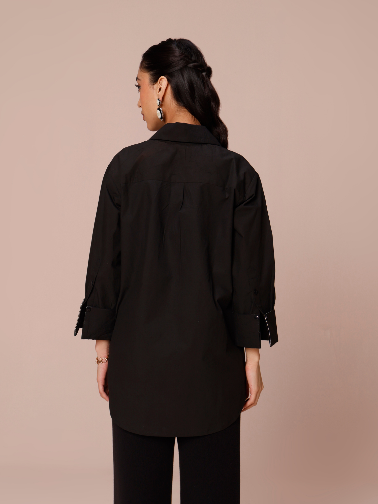 Buy women's black poplin shirt