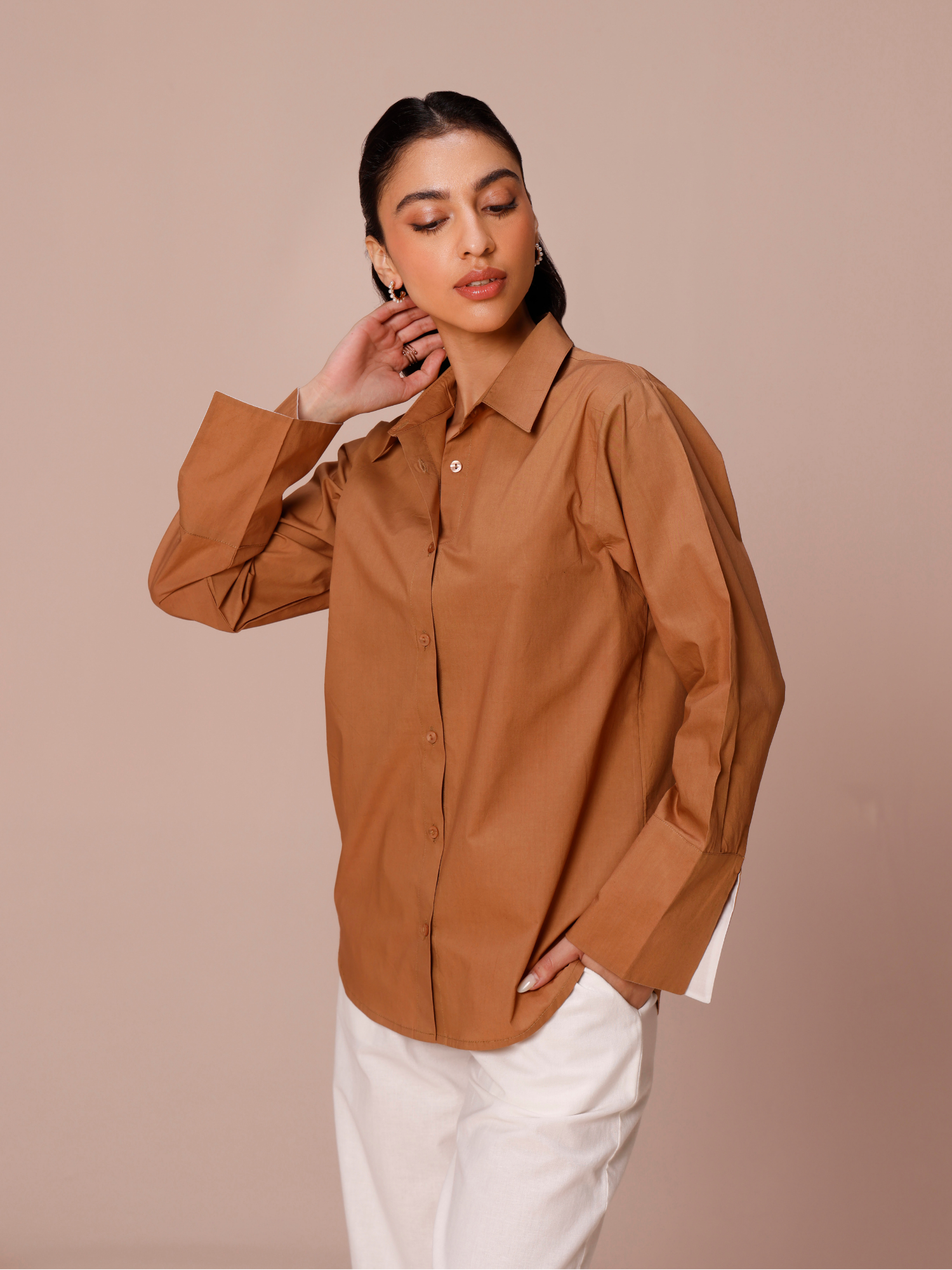 Shop poplin brown shirt