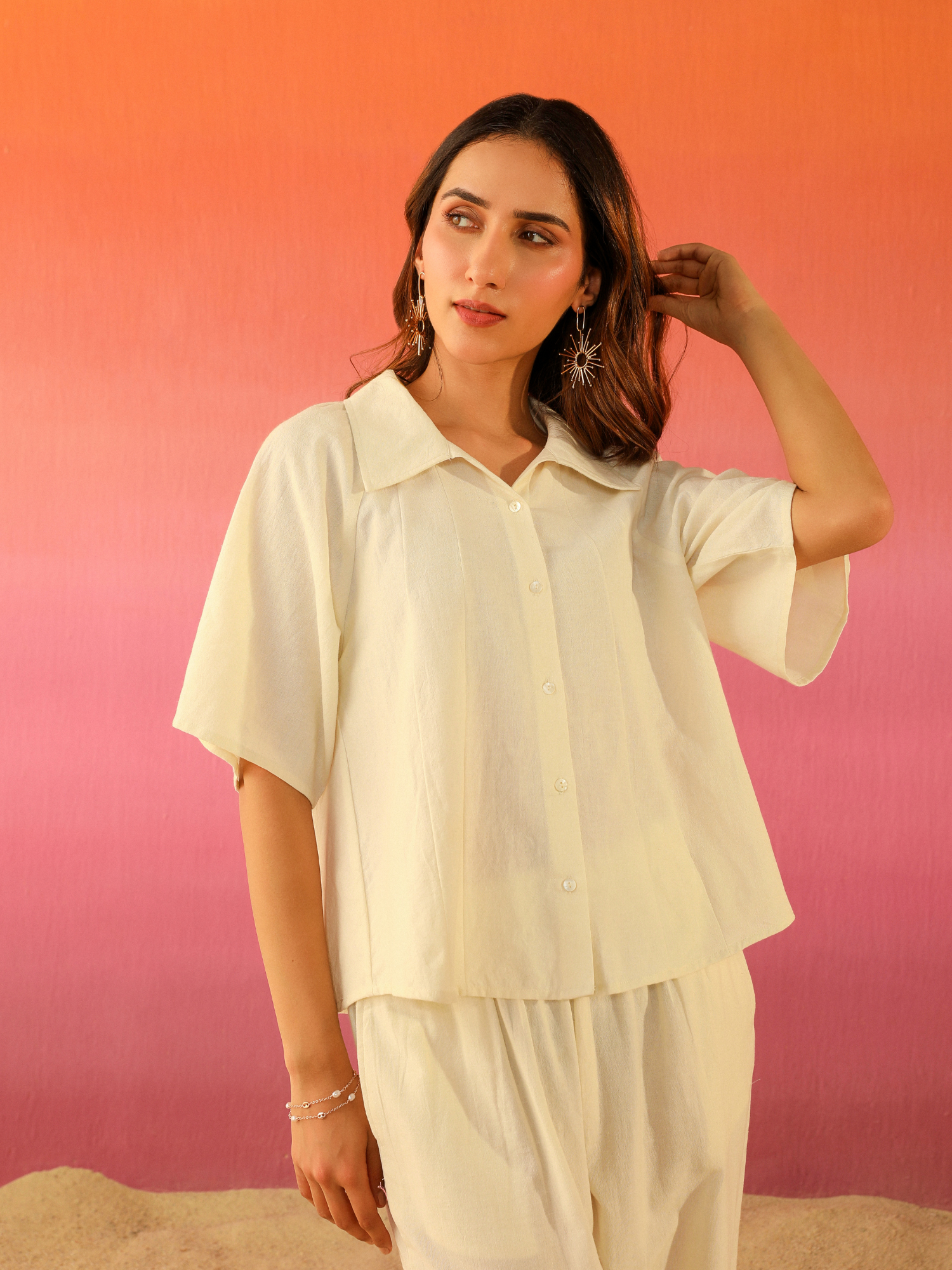 Macaron Linen Shirt in Ivory