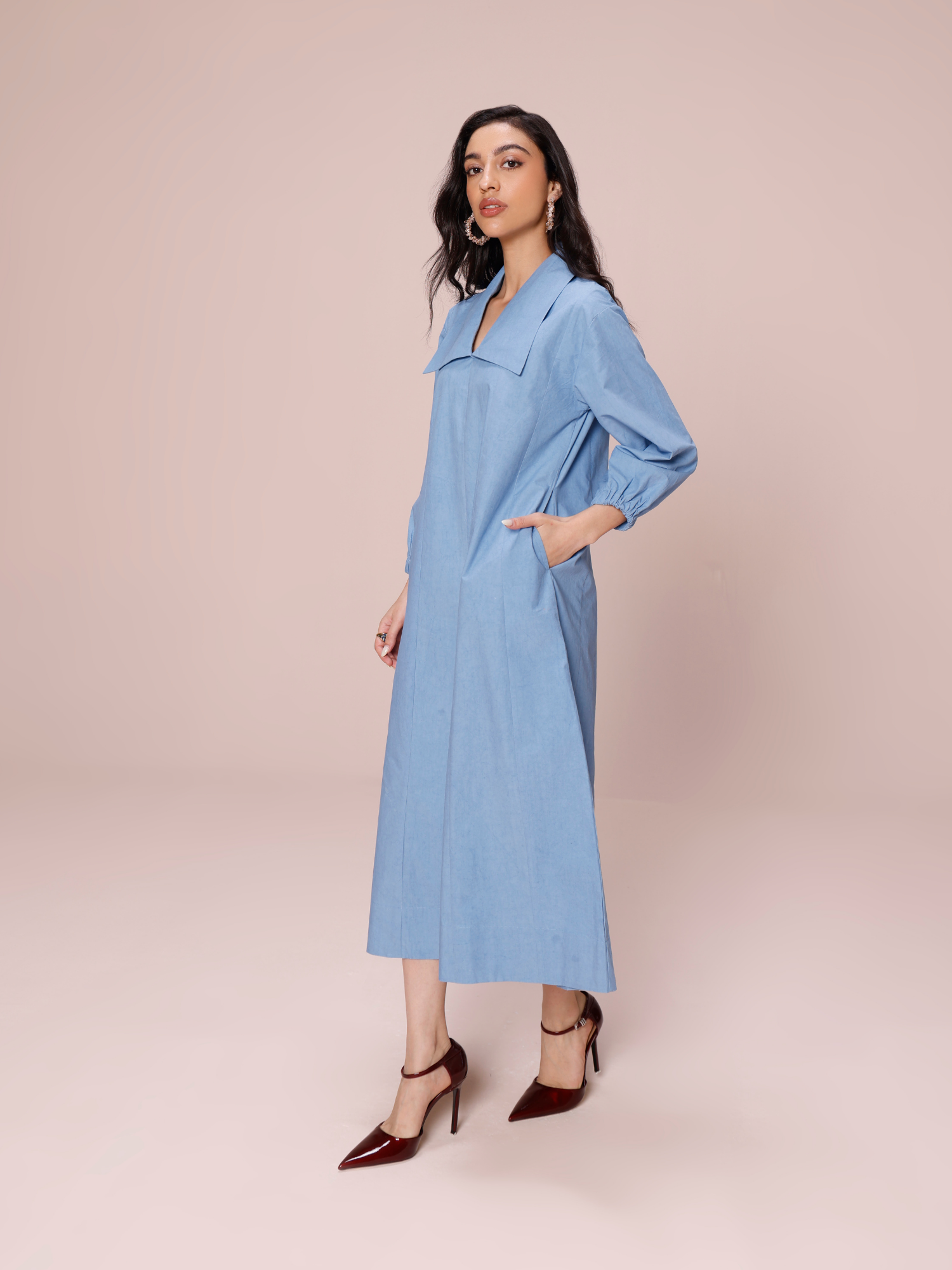 Buy women maxi dress in poplin