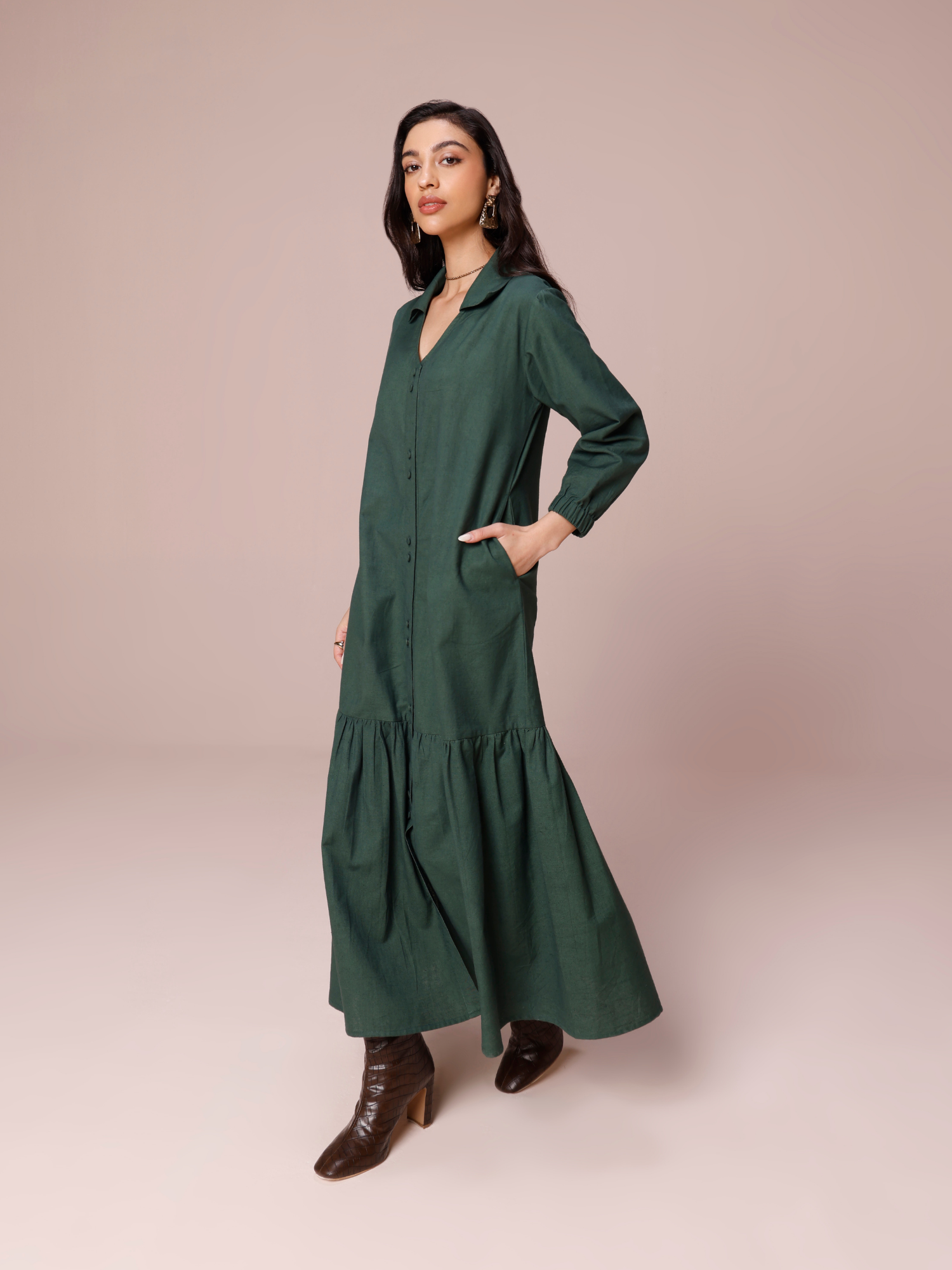 Shop linen maxi dress