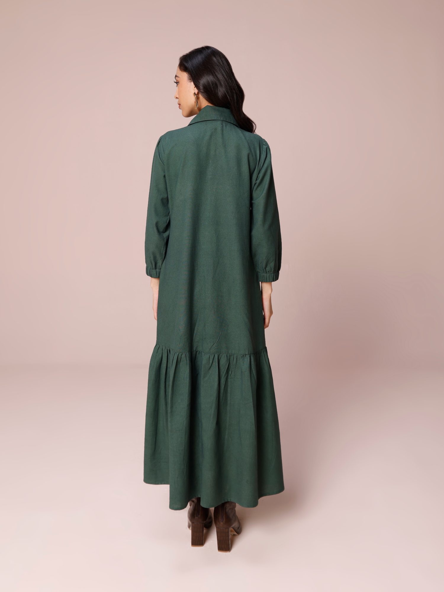 Shop linen dress in green for women