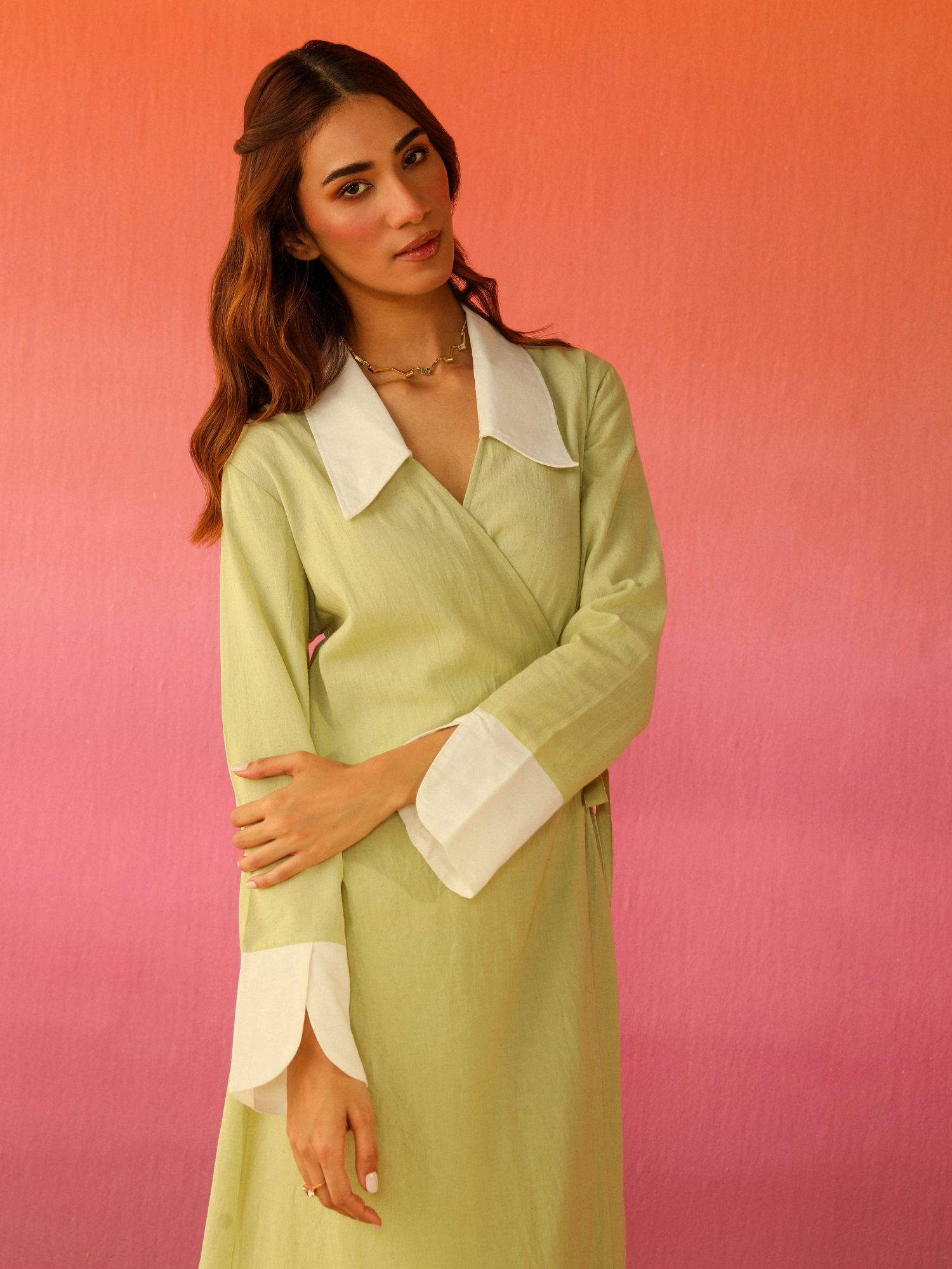 Kulfi Linen Dress in Matcha