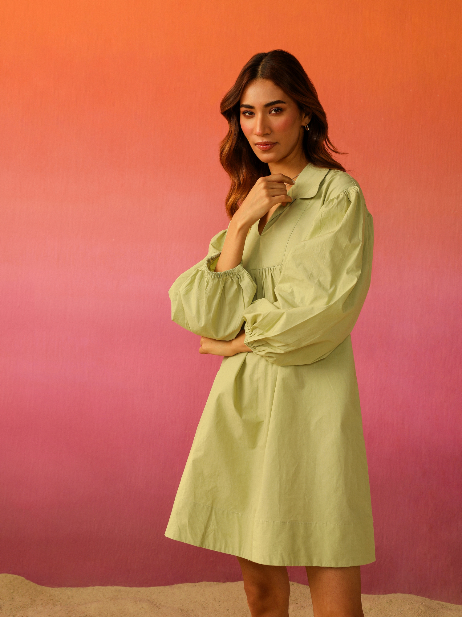 Aperol Poplin Dress in Matcha