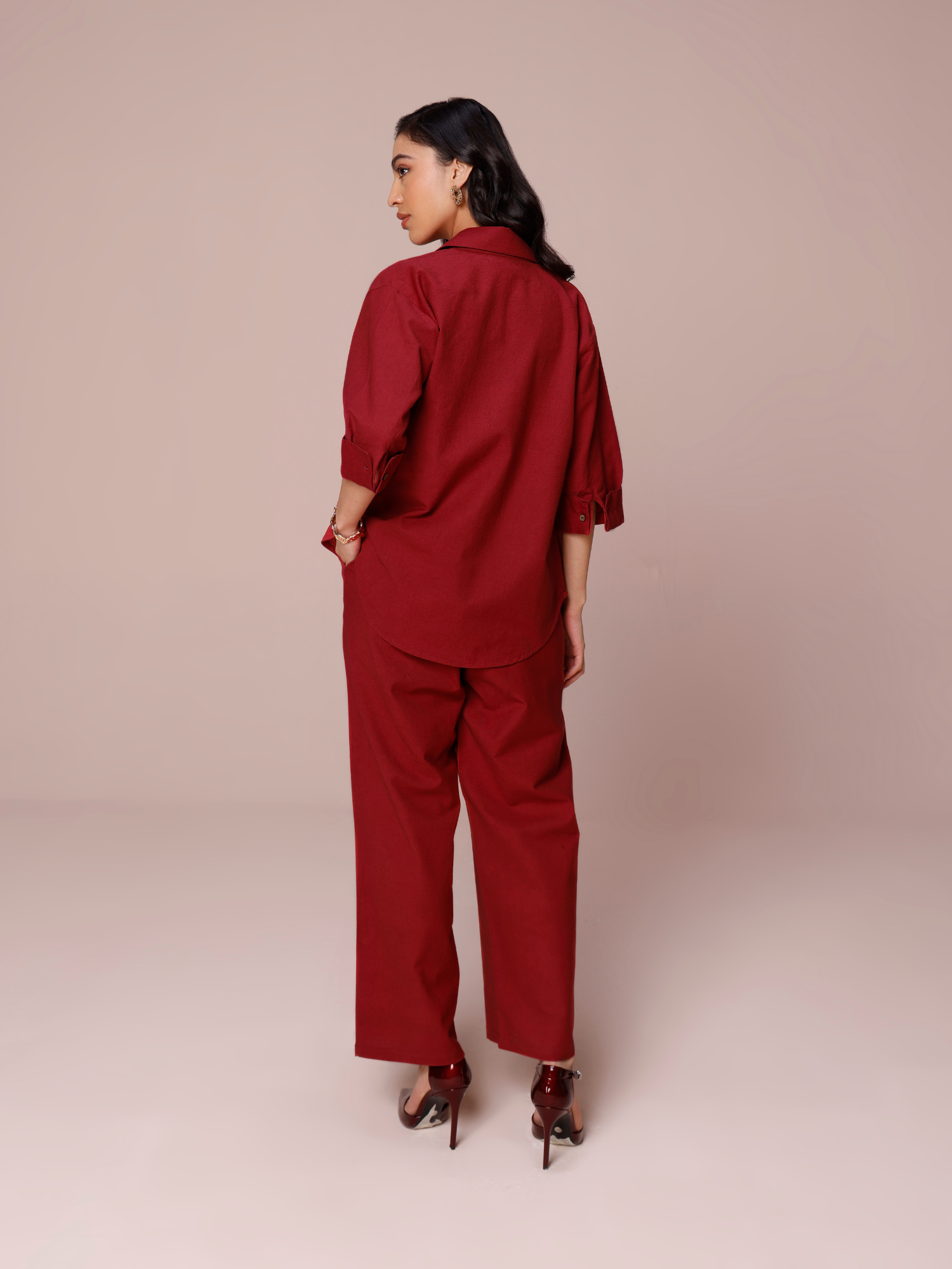 Women Shirt pant set in Red