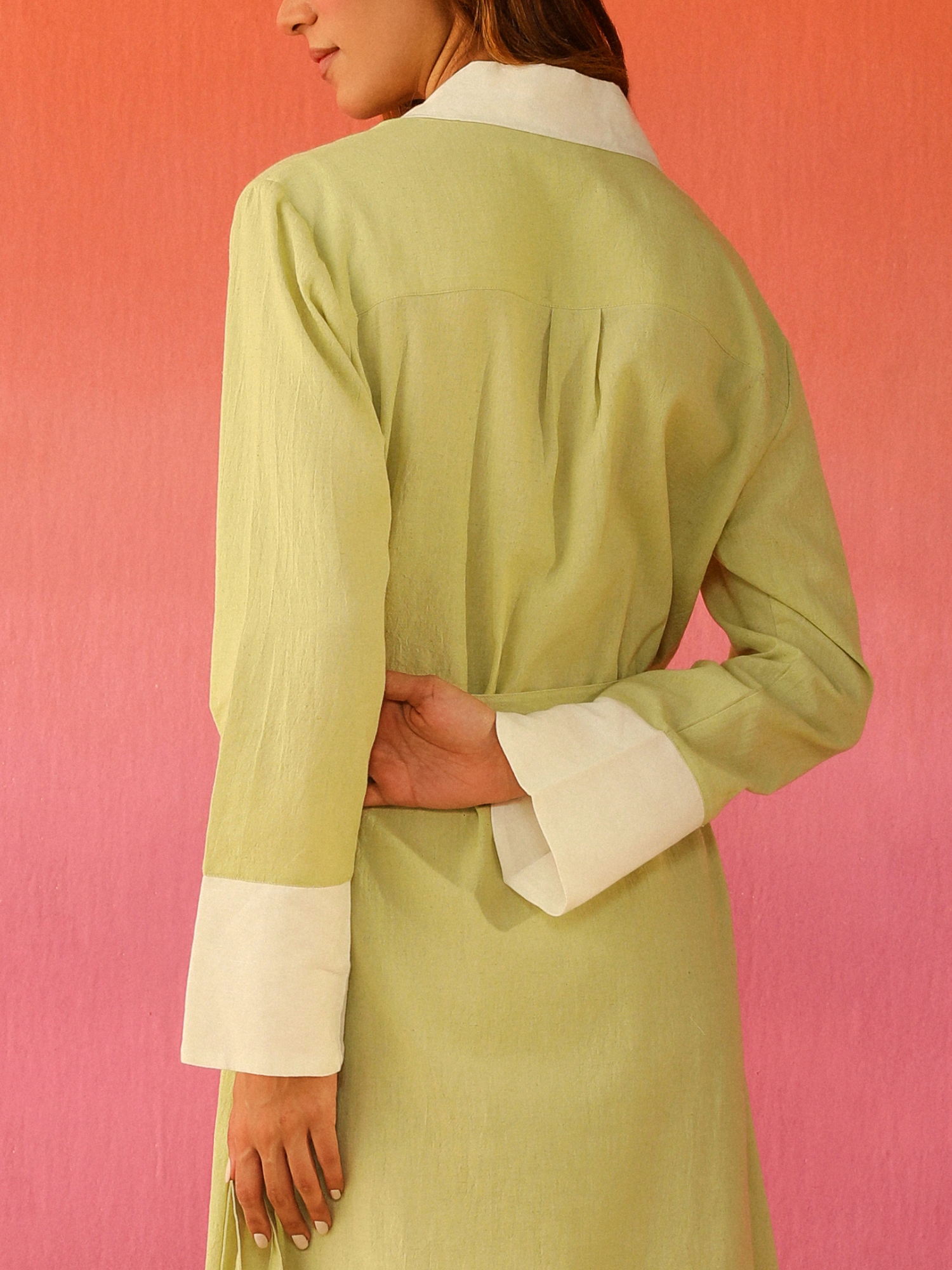 Kulfi Linen Dress in Matcha