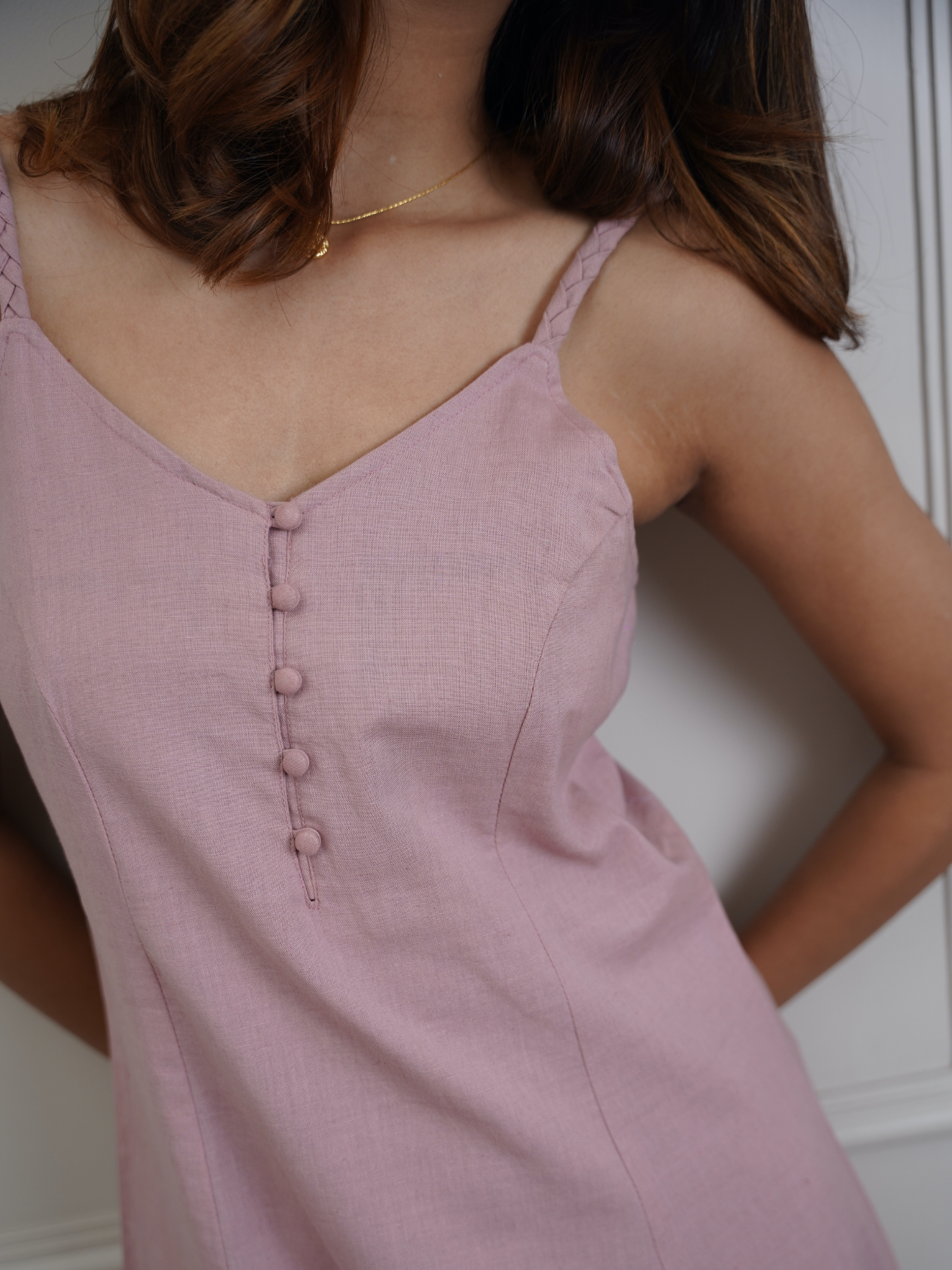 Kate Linen Dress in Rose