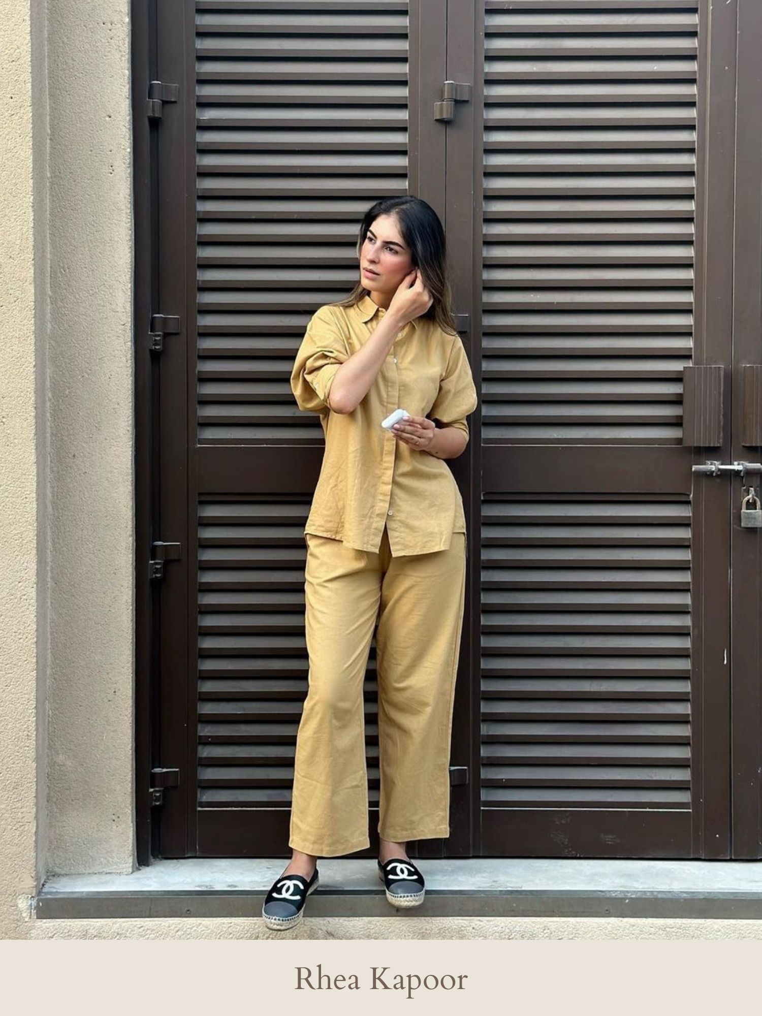 Linen Coord Set with Pants in Caramel