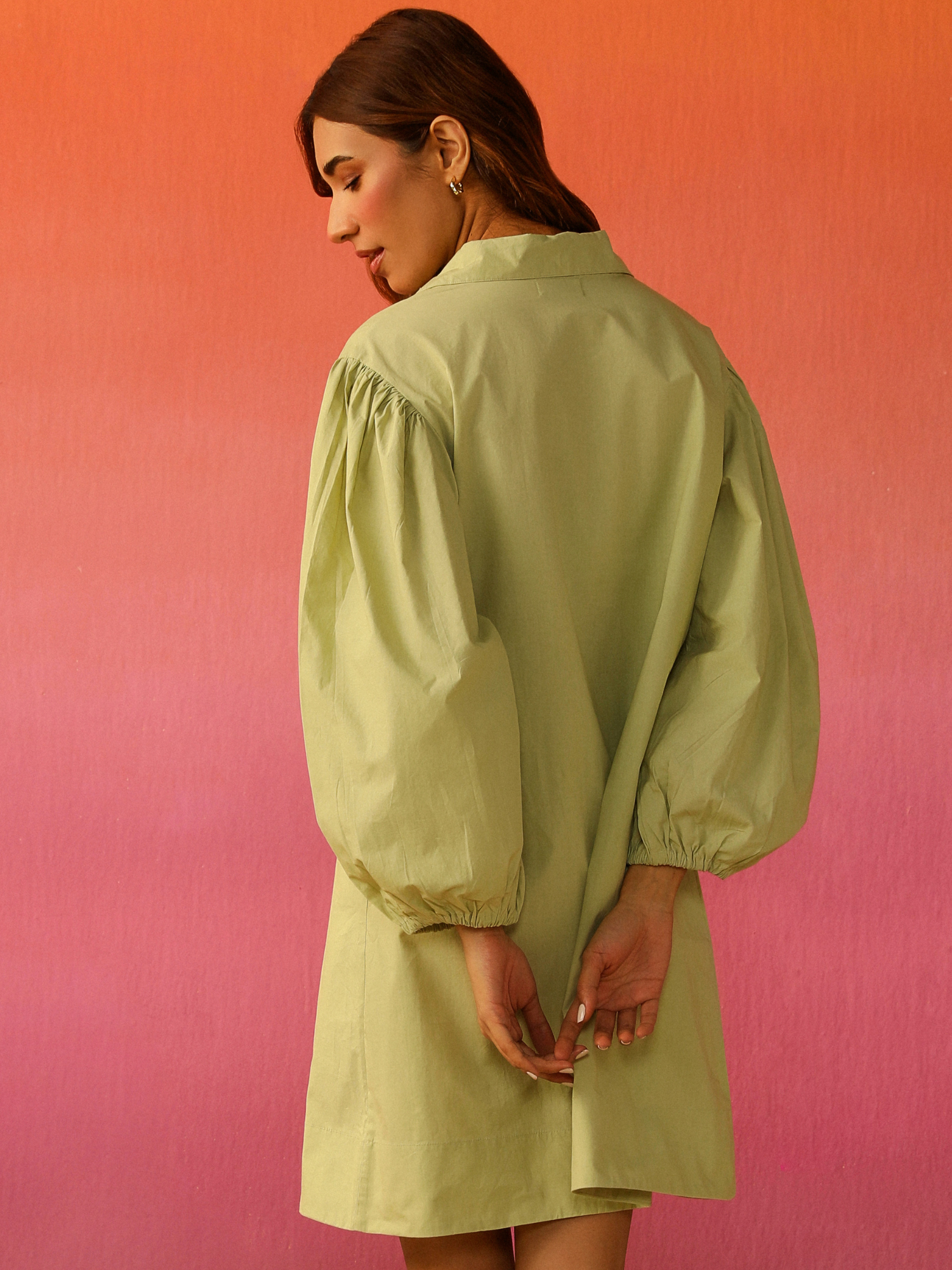 Aperol Poplin Dress in Matcha