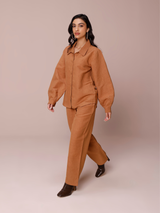 Tailored Premium Linen Co-ord Set in Mocha