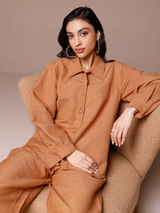 Tailored Premium Linen Co-ord Set in Mocha