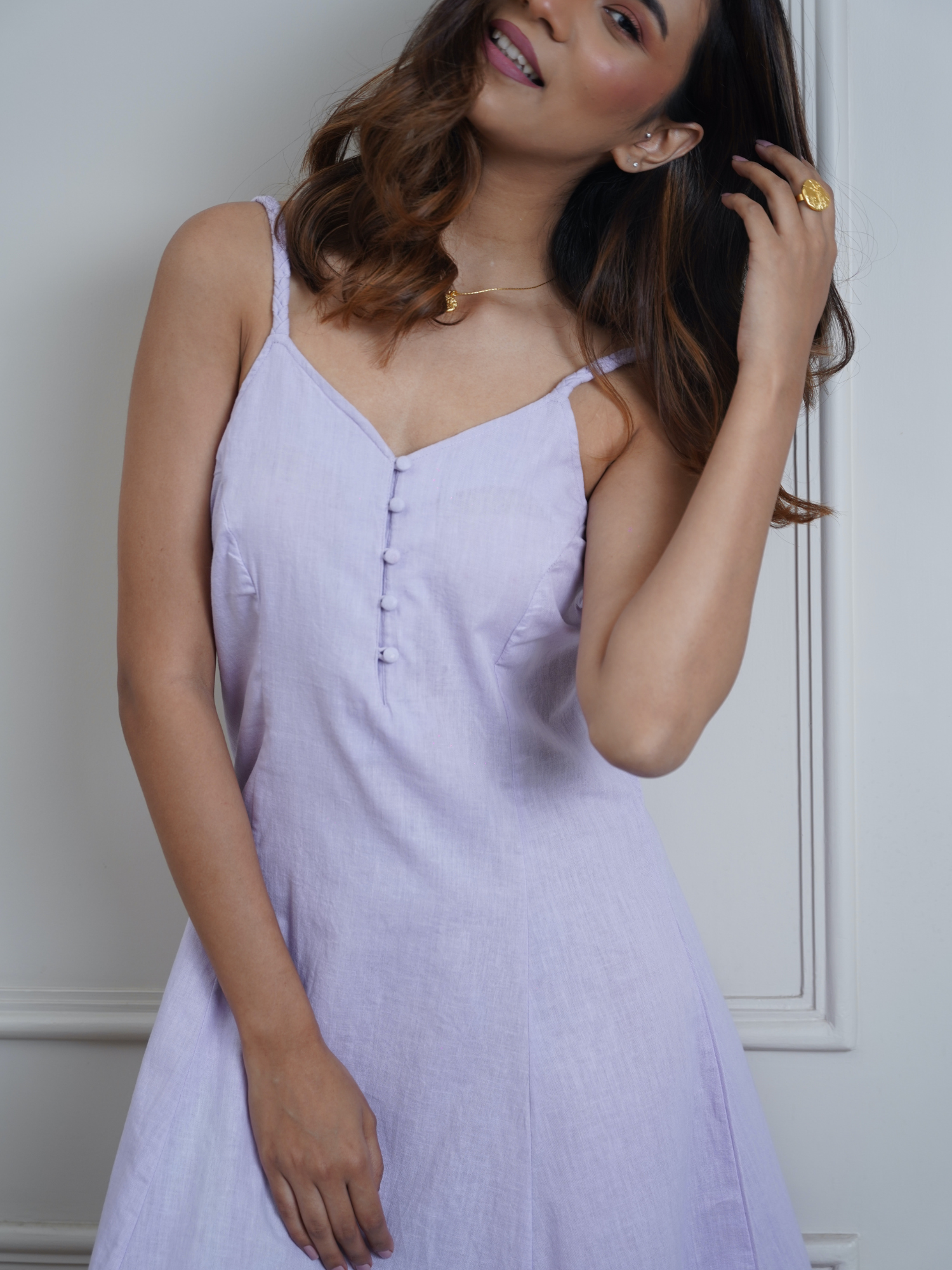 Kate Linen Dress in Periwinkle