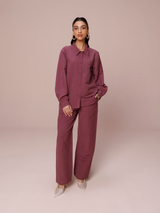 Tailored Premium Linen Co-ord Set in Plum