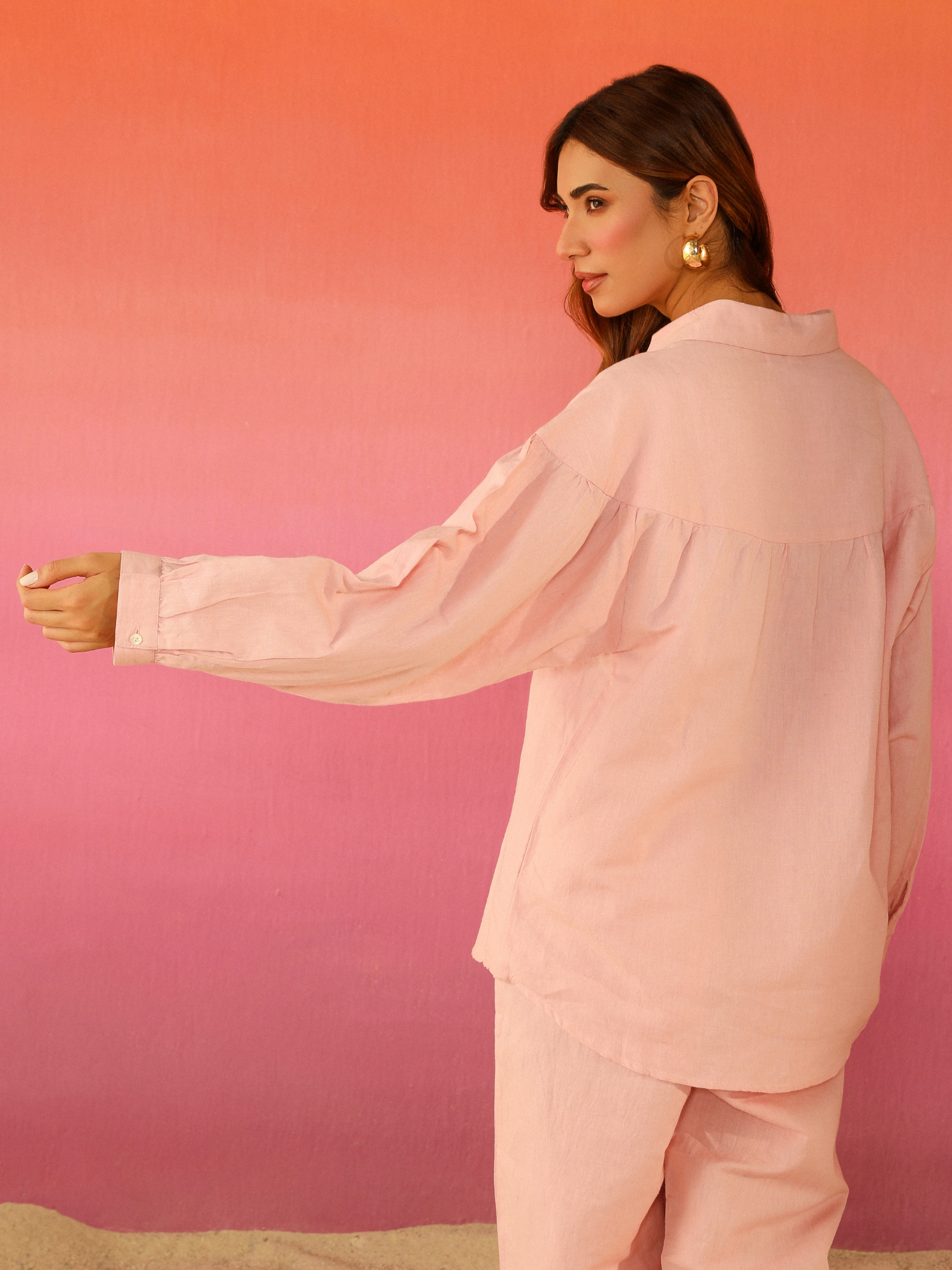 Premium Linen Co-ord Set in Rose Pink