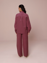 Tailored Premium Linen Co-ord Set in Plum