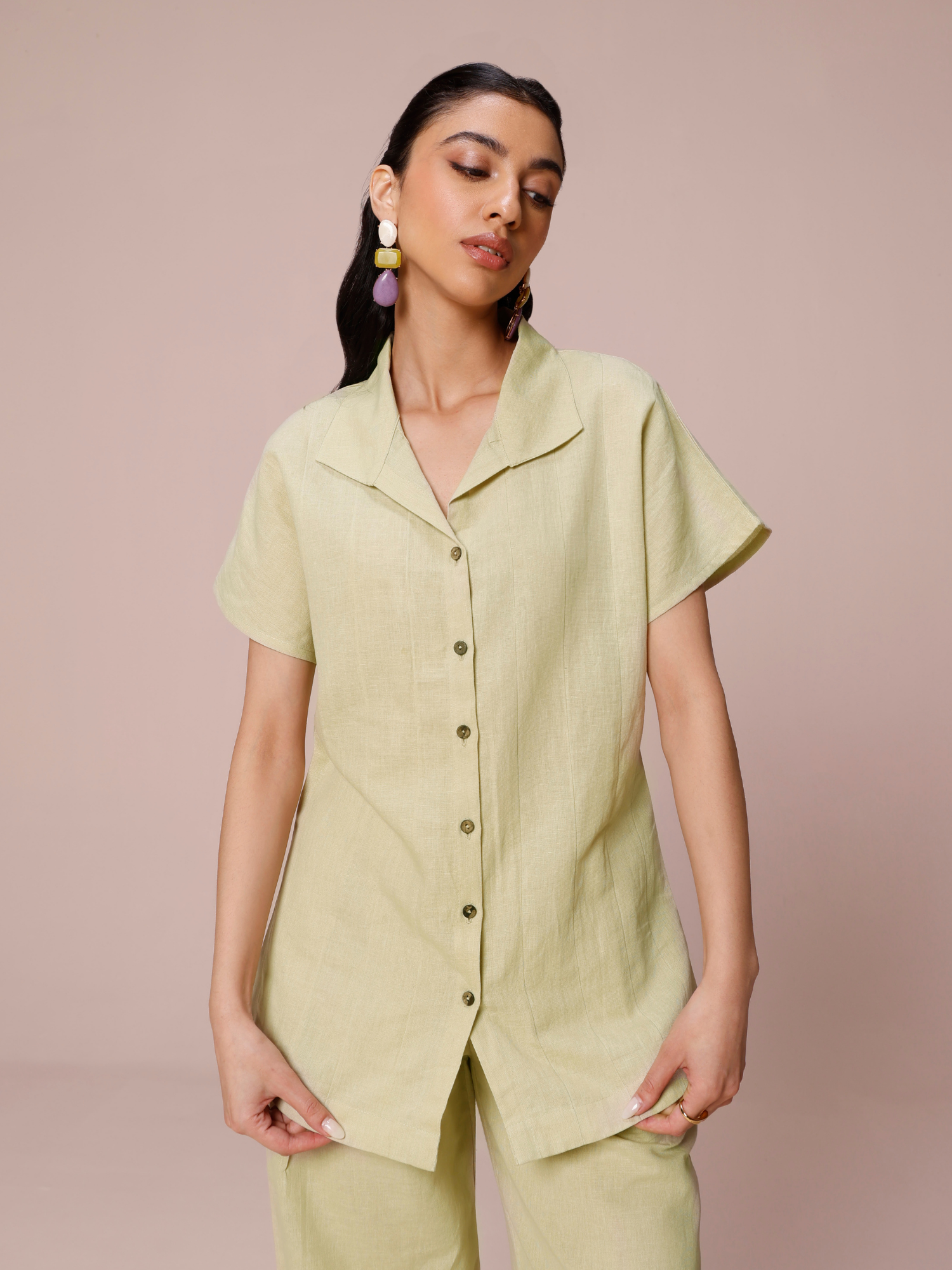 Shop women's  green linen coord set