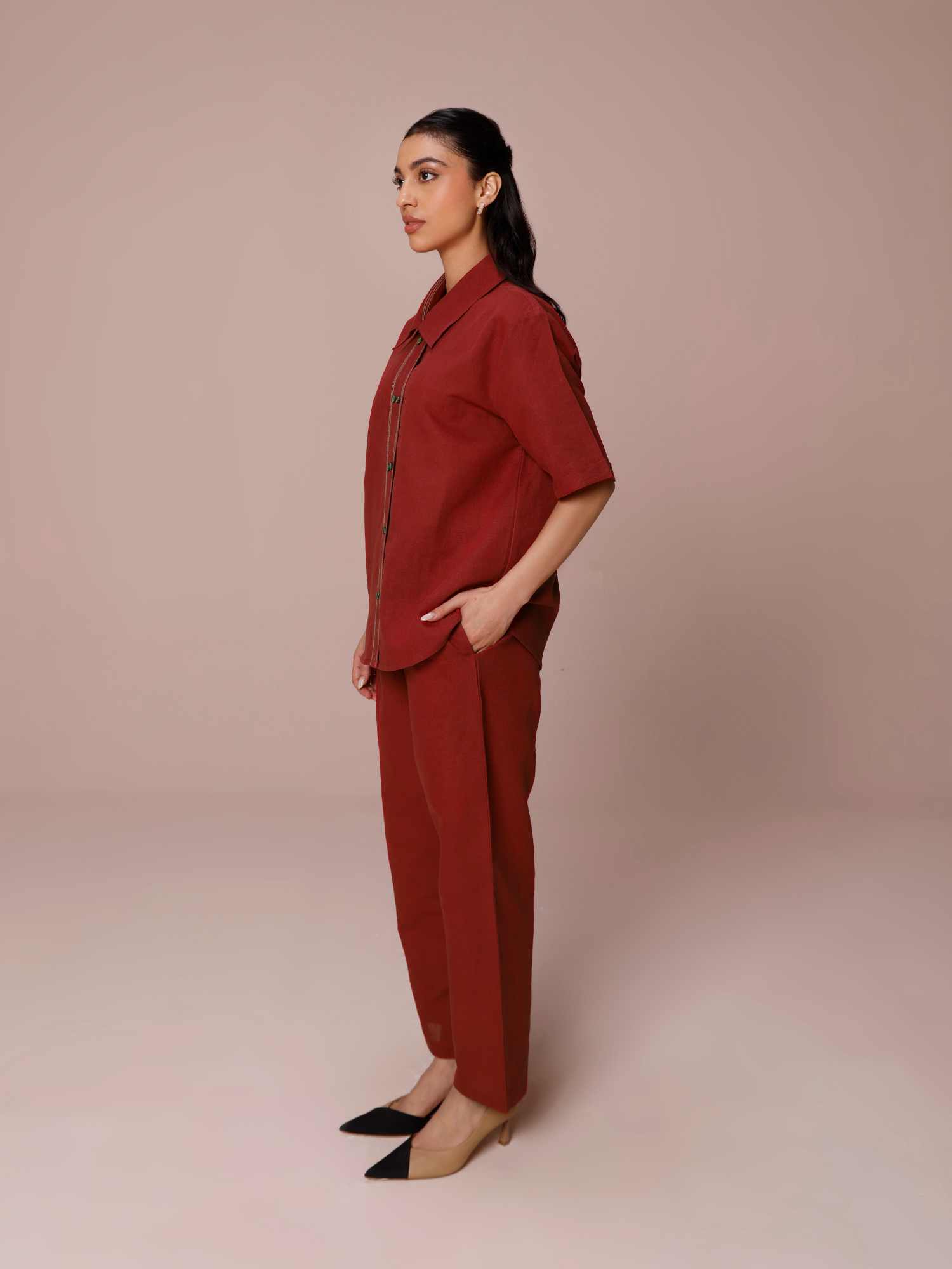 Linen co-ord set in Red