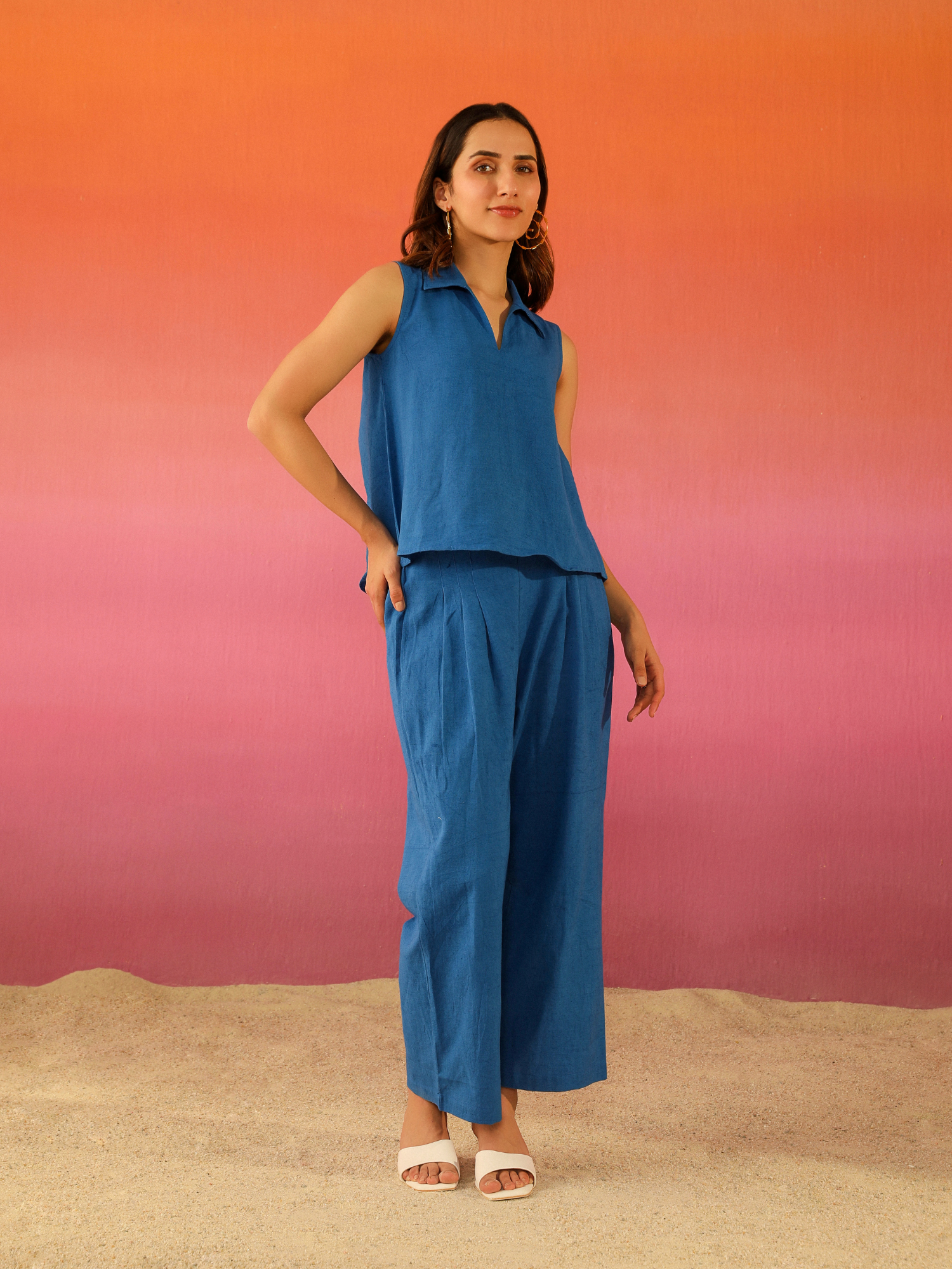 Paloma Linen Co-ord Set in Blueberry