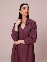 Linen Blend Maxi Tiered Dress in Plum