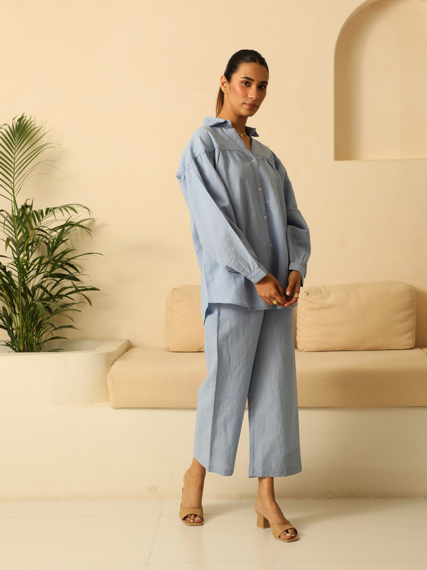 Premium Linen Co-ord Set in Powder Blue