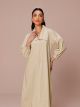 Poplin Panelled A-line Maxi Dress in Matcha