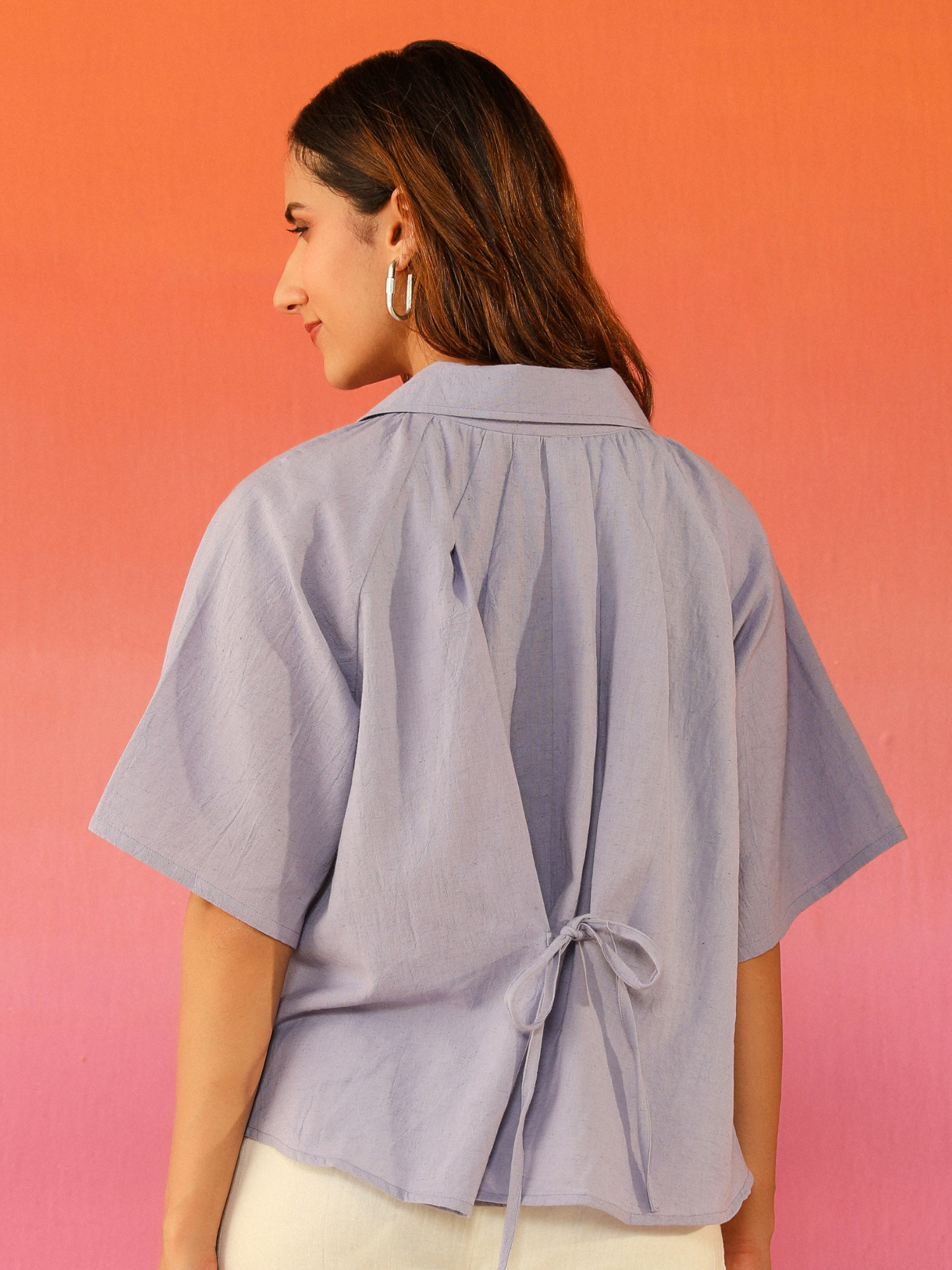 Macaron Linen Shirt in Lavender