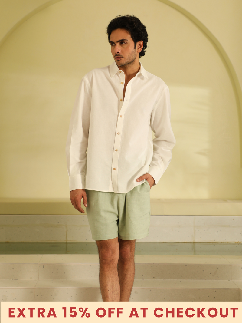 Shop Pastel Green Linen Shorts for Men – COSSET CLOTHING