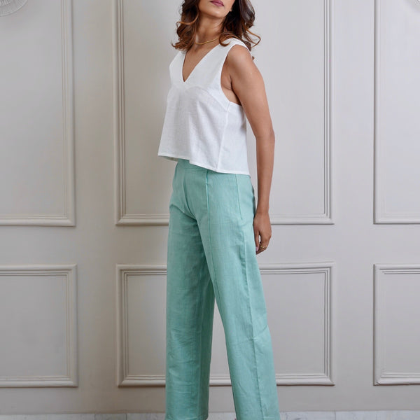 Buy Not So Pink Sage Green Mid Waist Trouser online